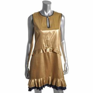 Juicy Coutour Gold Hammered Silk Dress Size 6 Retails $268